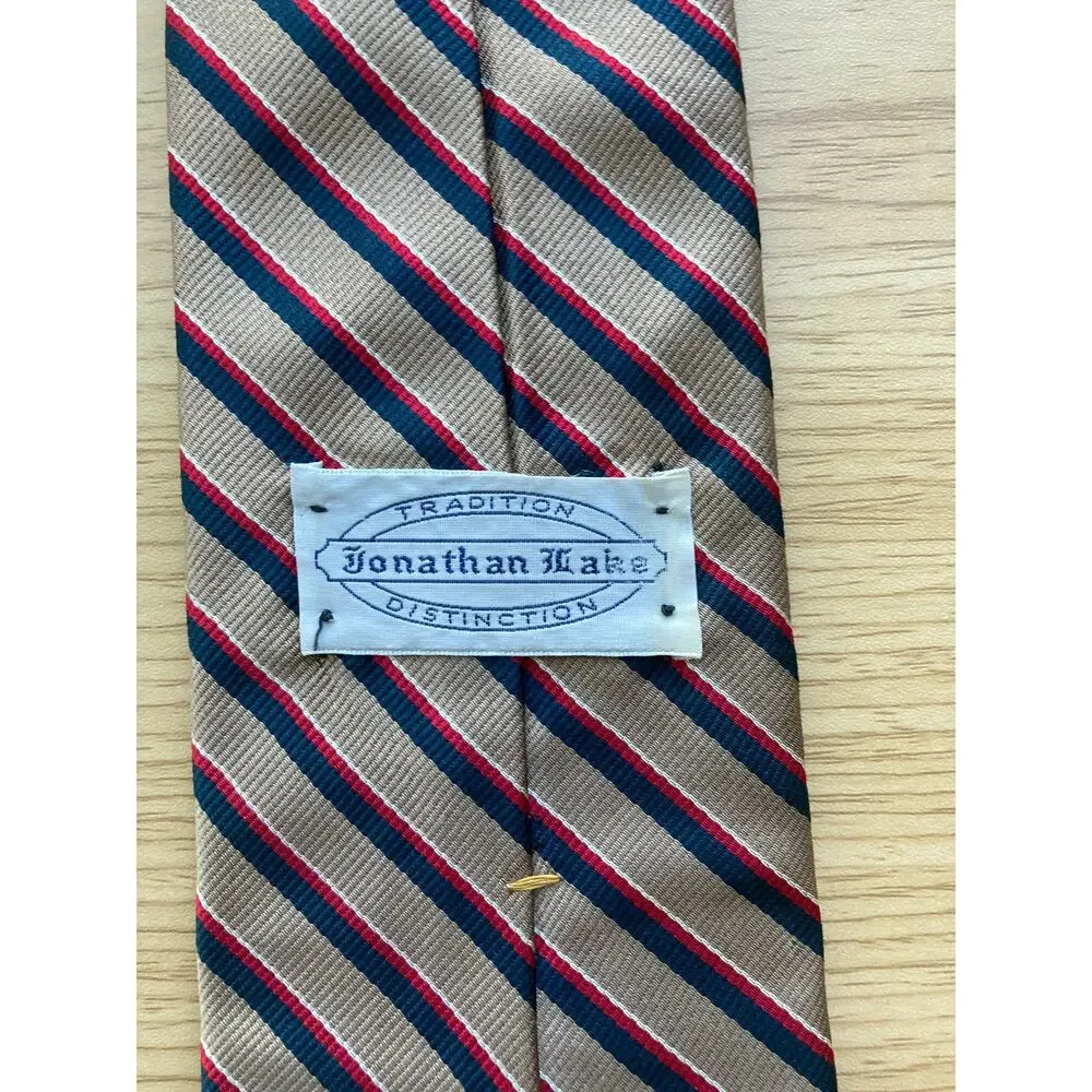 Vintage Jonothan Lake Brown Stripped Silk Tie - Picture 4 of 9